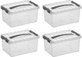 Sunware - Boîte de rangement Q-line 6L - Set de 4 - Transparent/gris
