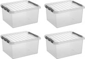 Sunware - Boîte de rangement Q-line 36L - Set de 4 - Transparent/gris