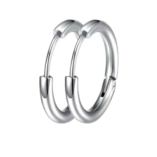 Oorringen - titanium steel - staal - kleur zilver - 16 mm - hypoallergeen