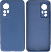 Hoesje Geschikt voor Xiaomi 12 Hoesje - 2.0mm Dikke Fashion Telefoonhoesje Backcover - Siliconen Hoesje - Navy
