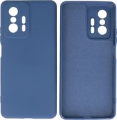 Hoesje Geschikt voor Xiaomi 11T - 2.0mm Dikke Fashion Telefoonhoesje Backcover - Siliconen Hoesje - Navy