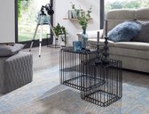 Rootz Nesting Tables - Zwart glas en metaal - Vierkant ontwerp - Set van 2 moderne salontafels in de woonkamer