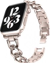 Bracelet de montre en acier de luxe Strap-it - convient aux séries Apple Watch 1/2/3/4/5/6/7/8/SE/ Ultra - starlight / starlight - Bracelet à maillons pour iWatch taille 42 mm 44 mm 45 mm 49 mm - Taille : 42 - 44 - 45 - 49mm