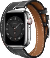 Bracelet Smartwatch en Cuir - Convient pour Apple Watch bracelet double tour en cuir - noir - Strap-it Watchband / Wristband / Bracelet - Taille: 42 - 44 - 45 - 49mm