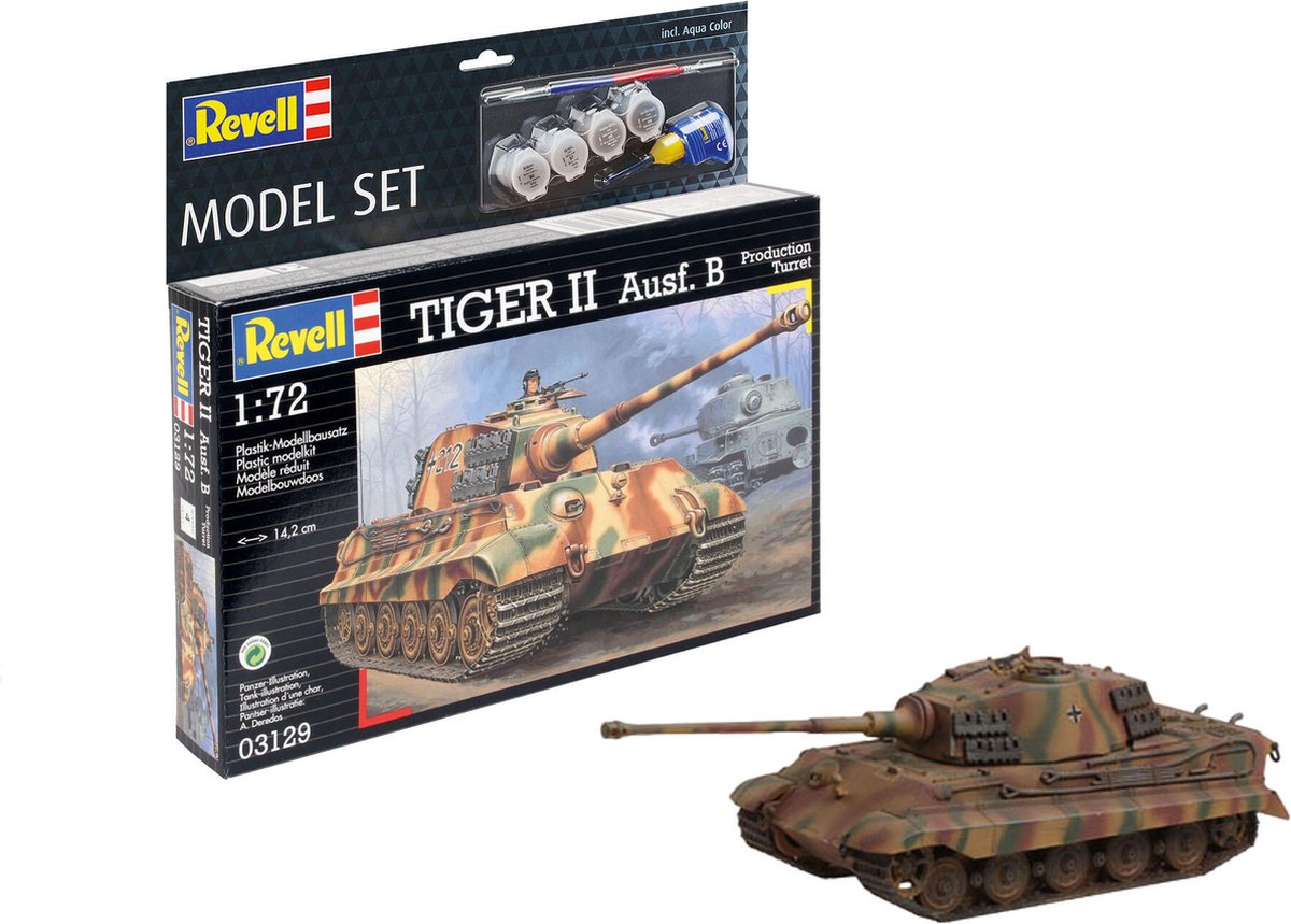 Revell Modelbouwpakket Militaire voertuigen - 63129 Tiger II Ausf. B - Model Set Plastic - 1:72 - Modelbouw