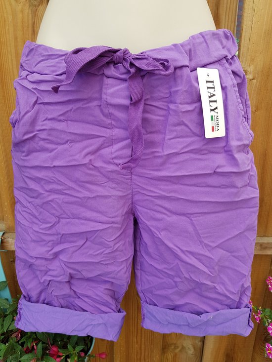 Dames korte broek met aantrekkoord paars One size 38/44