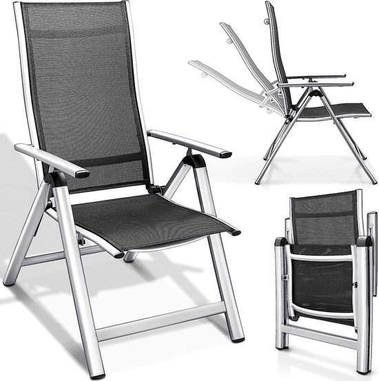 Chaise de jardin Premium 1 pièce pliable en aluminium | dossier haut avec  accoudoirs |... | bol