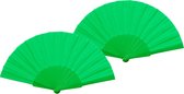 Spaanse handwaaier - 2x - groen - gerecycled kunststof/polyester - 42 x 23 cm