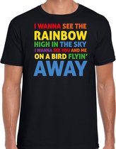 Bellatio Decorations Gay Pride t-shirt met tekst - heren - zwart - Rainbow - LHBTI/LHBTIQ XXL