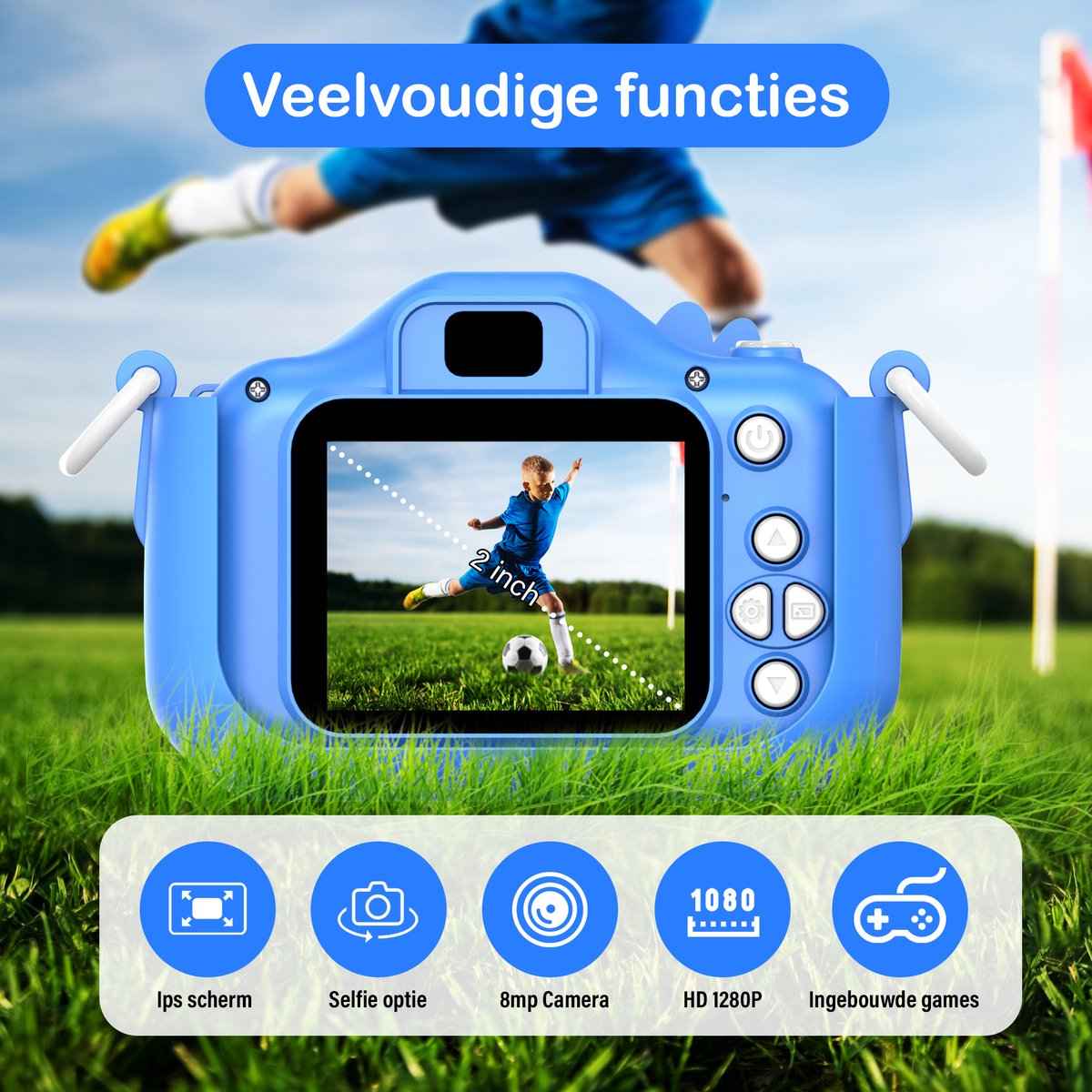 Ilona® Digitale Kindercamera HD 1080p - Speelgoedcamera - 32GB micro sd kaart - Fototoestel Voor Kinderen - Hond Blauw — afbeelding 2