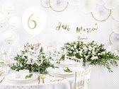 Partydeco tafelkleed/tafellaken rond - wit - 230 cm - polyester - Bruiloft feest tafelkleden