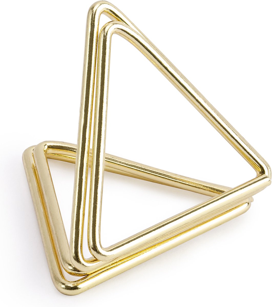 PartyDeco Naamkaart/plaatskaart houders - driehoek - Bruiloft - 10x stuks - goud - 2,3 cm