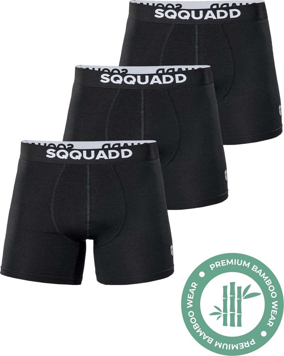 SQQUADD® Bamboe Ondergoed Heren - 3-pack Boxershorts - Maat XXL - Comfort en Kwaliteit - Voor Mannen - Bamboo - Zwart