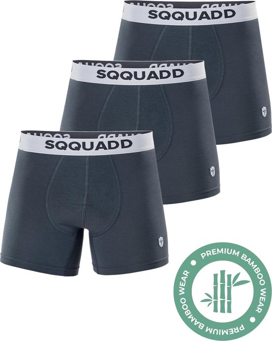 SQQUADD® Bamboe Sous-vêtements Men - Lot de 3 Boxers - Taille XL - Comfort et Qualité - Pour Homme - Bamboo - Grijs