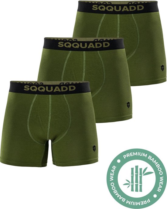 SQQUADD® Bamboe Ondergoed Heren - 3-pack Boxershorts - Maat S - Comfort en Kwaliteit - Voor Mannen - Bamboo - Groen