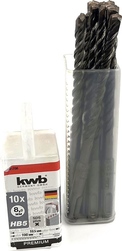 KWB Marteau perforateur Ø 8 mm - 165 / 100 - SDS Plus - Premium - Coffret 10 pièces