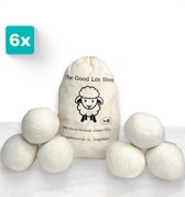 The Good Life Shop XL Drogerballen - Set van 6 XL wasbollen voor wasdroger - Inclusief opbergzak - Wasverzachter vervanging - Energie besparen -Duurzaam organisch wol