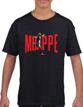 Mbappe - kylian - PSG - - Kinder T-Shirt - Zwart text rood - Maat 164 - T-Shirt leeftijd 15 tot 16 jaar - Grappige teksten - Cadeau - Shirt cadeau - Mbappe - 10 - kylian - PSG - voetbal - korte mouwen -