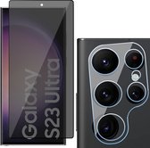 Privacy Screenprotector geschikt voor Samsung Galaxy S23 Ultra - Camera Lens Screen Protector & Glas Screen Protector FullGuard