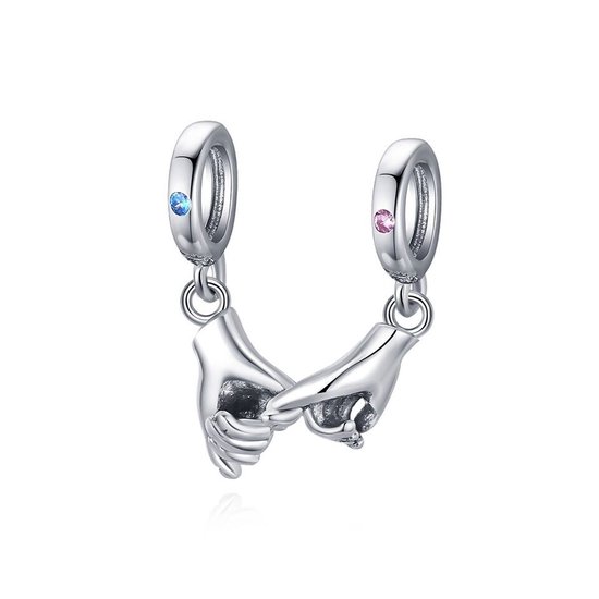Fler® | Charme pour Bracelet Pandora | Charm Pinky Swear | Charme suspendu Charm | Argent sterling 925 | Zircon Bleu & Rose | Multicolore | Bracelet Perle | Cadeau d'anniversaire, cadeau, cadeau