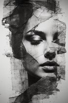 Zwart Wit Poster | Femme abstraite | Affiche murale | Art moderne | 51x71cm | Convient pour l'encadrement