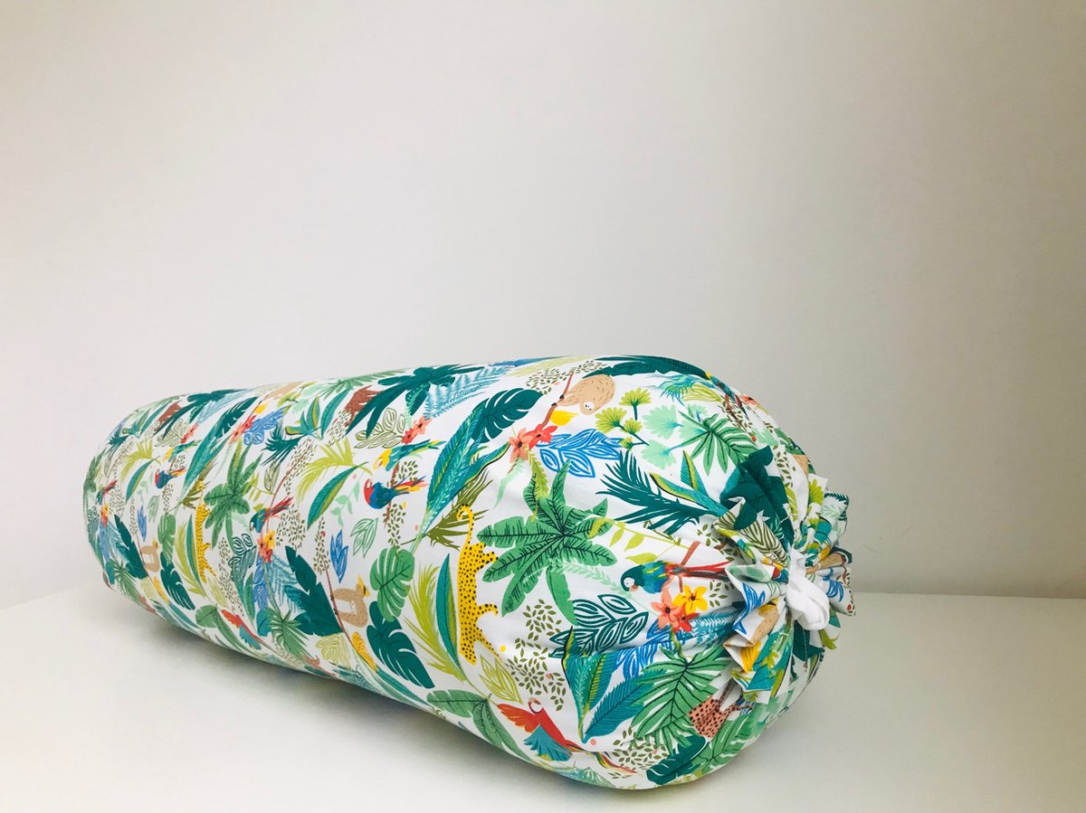 Gustiana® Guling - Rolkussen - Sluimerrol Kapok met wasbare sloop - L85 x B35 x ø20 cm - Tropisch wit