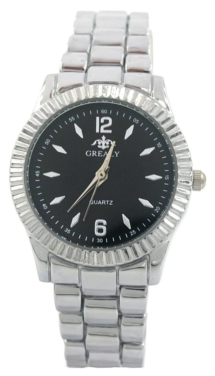 Horloge - Kast 28 mm - Metaal - Zilverkleurig en Zwart