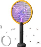 PALONE Elektrische vliegenmepper, 4000 V/1500 mAh, uv-muggenlamp, 2-in-1 elektrische muggenklep, USB-elektrische vliegenvanger, insectenval voor binnen en buiten