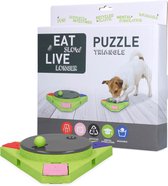 Eat Slow Live Longer Puzzle Triangle - Jouets d' Intelligence pour chiens - speelgoed pour chiens - Puzzle difficile pour chien - Matériaux recyclés - 25x25x4 cm - Vert