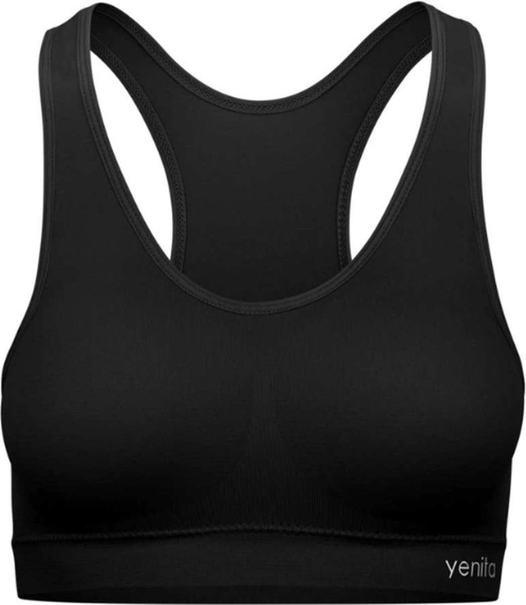 Microfiber sportbeha - Racerback - Uitneembare cups - Zwart - Maat L