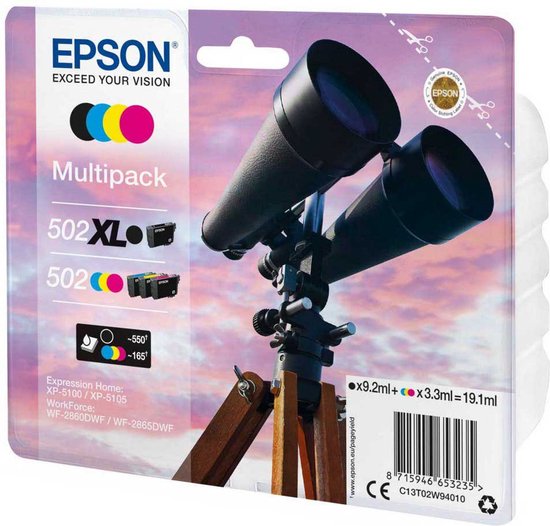 Epson 502 XL cartouche d'encre 4 pièce(s) Original Rendement élevé (XL)  Noir, Bleu,... | bol.com