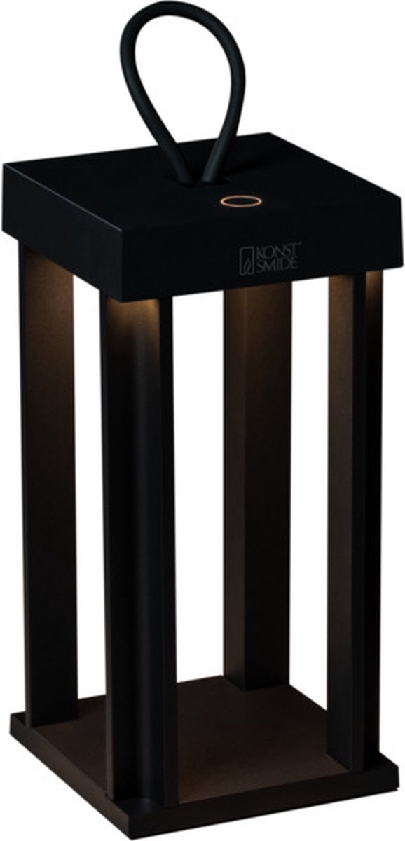 Tafellamp Cannes | 1 lichts | zwart | aluminium | 42 cm | oplaadbaar | accu / batterij | USB