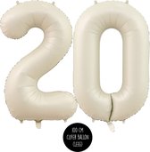 Numéro Ballon aluminium aluminium numéro 20 ans - Crème - Satin - Nude - 100 cm - 20 ans anniversaire