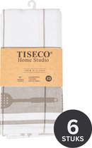 Tiseco Home Studio - Keukenhanddoek PHARAO UTENSILS - SET/6 - 100% katoen - met ophanglus - ultra-absorberend - sneldrogend- duurzaam materiaal - 50x70 cm - Taupe