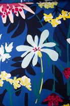 Katoen blauw met kleurrijke bloemen 1 meter - modestoffen voor naaien - stoffen