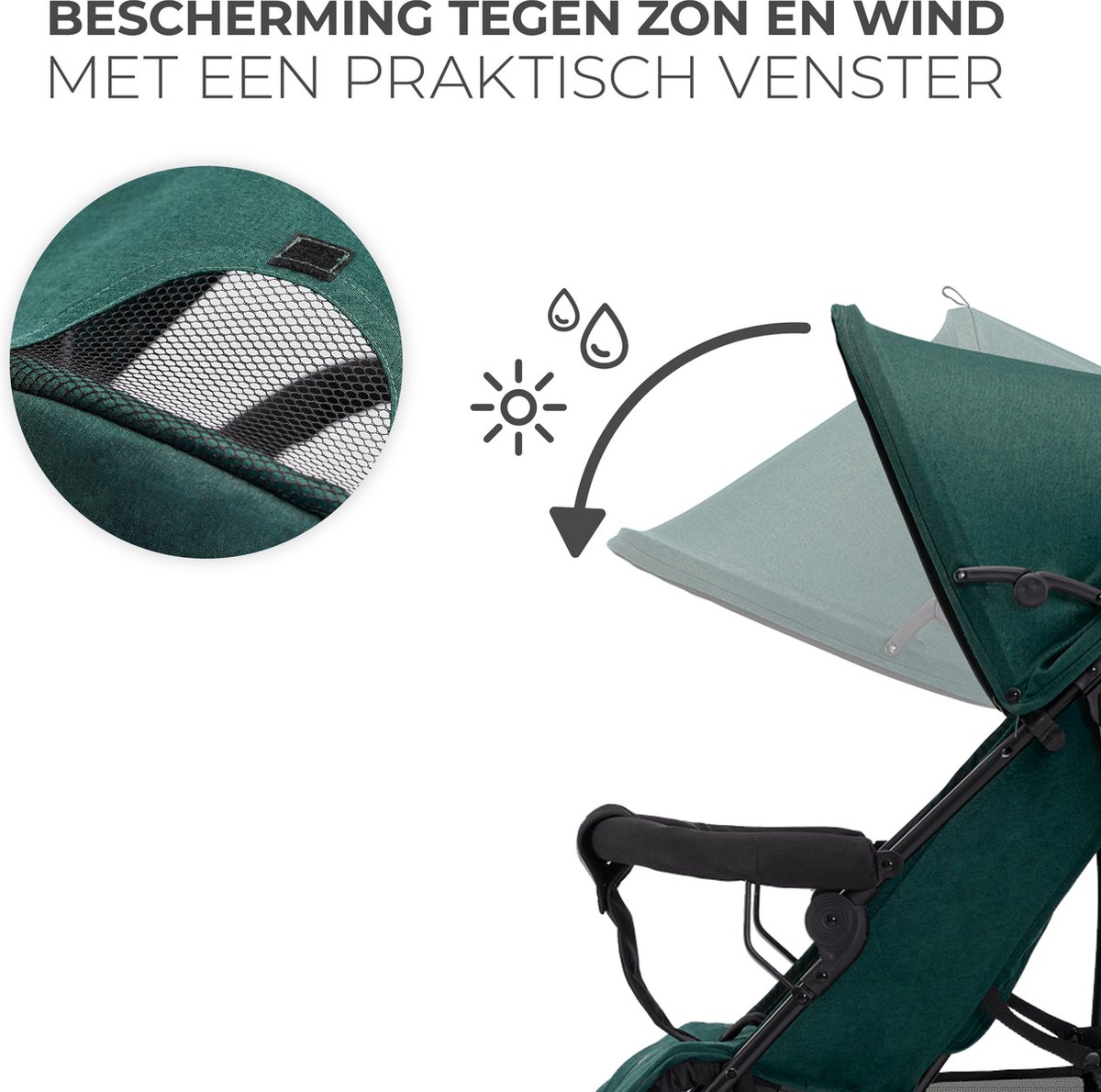Kinderkraft TIK - Buggy - Compact Inklapbaar - Lichtgewicht - Vering en Lekvrije Wielen - Groen – foto 3