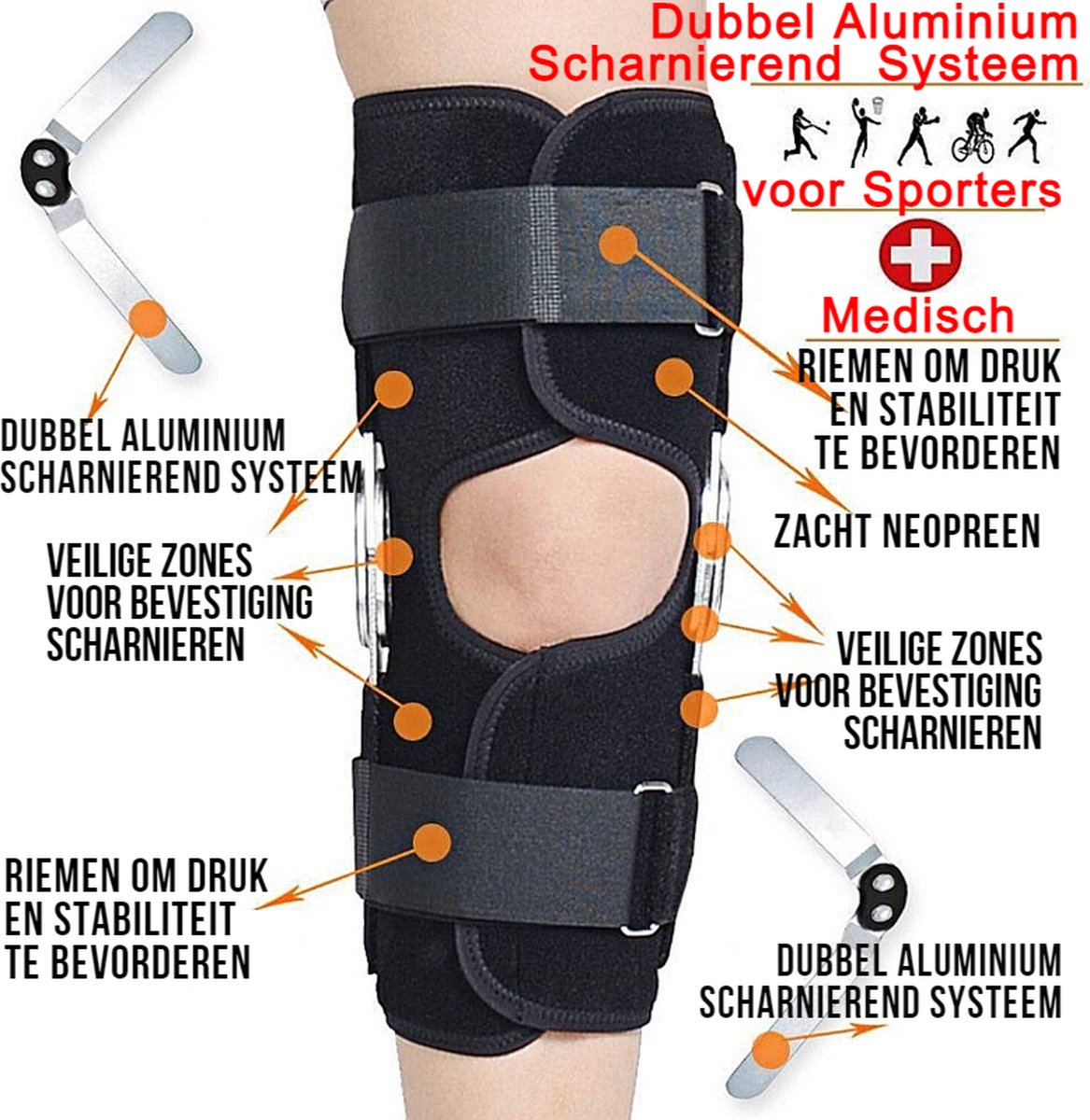 Genouillère Premium - 'ErgoKnee 3', Bracefox™ - Taille M - Medium, Bandage au genou