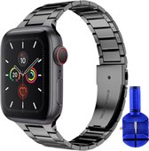 By Qubix compatible Apple Watch bandje staal - 42mm - 44mm - 45mm - 49mm - RVS metaal schakelband - Space grey