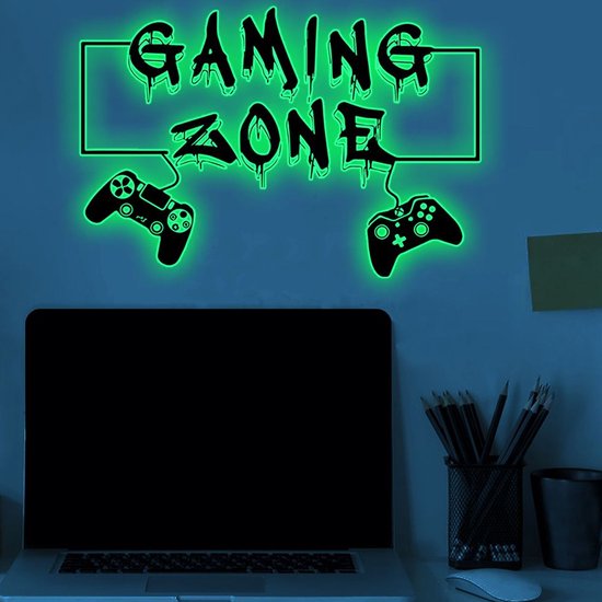 Glow in the dark stickerset | Gamen | Computer kamer | Decoratie | Lichtgevend | Gaming zone | Goede kwaliteit