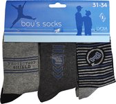 Jongens sokken - katoen 6 paar - pilot - maat 35/38 - assortiment grijs/antraciet - naadloos