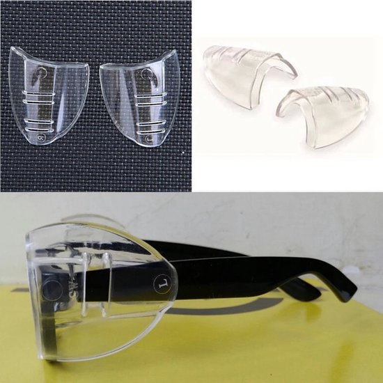 Zijschildbescherming universele duurzame doorzichtige zijschildbescherming voor brillen en veiligheidsbrillen - Merkloos