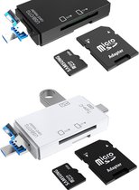 6 in 1 USB-C / Type-C naar USB + Micro USB + SD(HC) + Micro SD Card Reader-Kaart Lezer-Adapter voor smartphones-one for all types-zwart