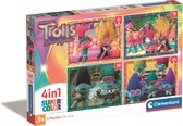 Clementoni Trolls – 4-in-1 kinderpuzzel – 72 stukjes – Vanaf 3 jaar