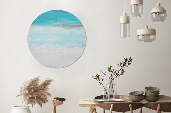 WallCircle - Stickers muraux - Cercle de papier peint - Peinture - Blauw - Wit - Art - 100x100 cm - Cercle mural - Autocollant - Sticker papier peint rond XXL