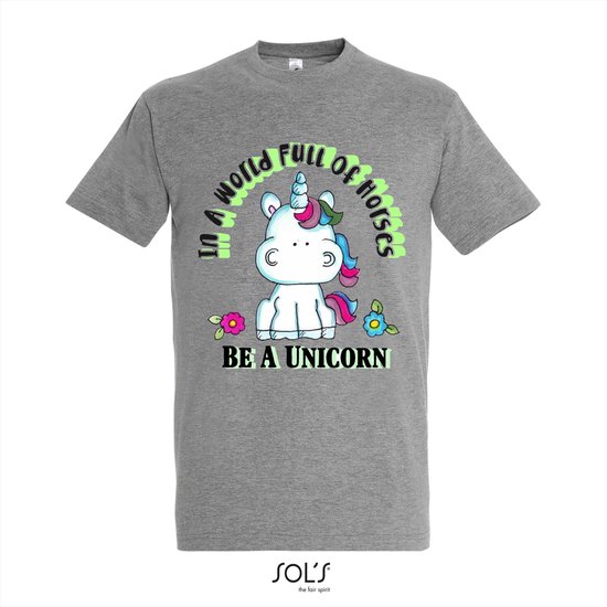 T-shirt Dans un monde plein de chevaux sois une Unicorn - T-shirt sport gris - 2 ans