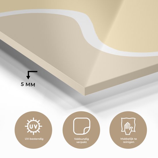 MuchoWow® Peinture sur verre 100x150 cm - Peinture sur verre acrylique - Abstrait - Formes - Jaune - Wit - Photo sur verre - Peintures