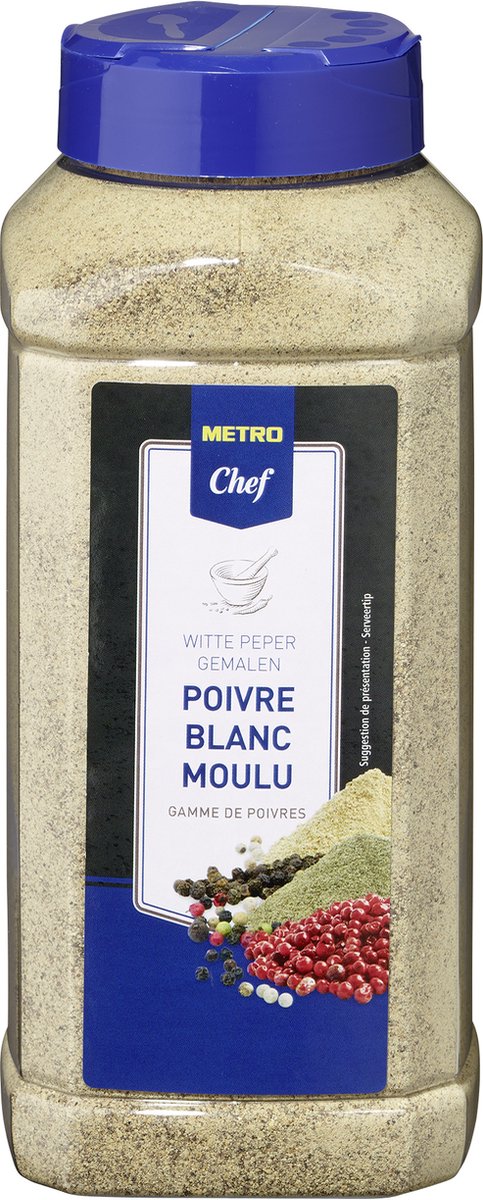METRO Chef Witte peper gemalen - voor roomsauzen, vlees en vis - 550 gram
