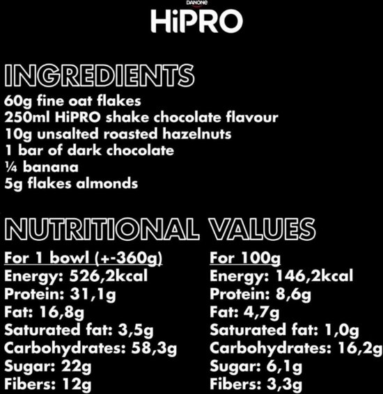Danone HiPRO Eiwitshake – Chocolade – 25g Proteïne – 8 x 330ml – Lactosevrij
