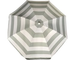 Parasol - zilver/wit - gestreept - D140 cm - UV-bescherming - incl. draagtas