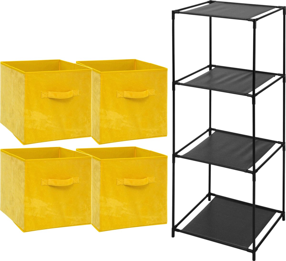 Storage Solutions Opbergrek Smartrack - met 4x mandjes stof - geel - 34 x 104 cm